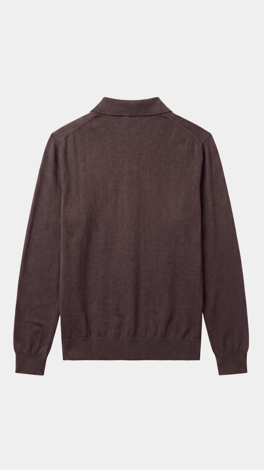 Brown Merino Long Sleeve Polo