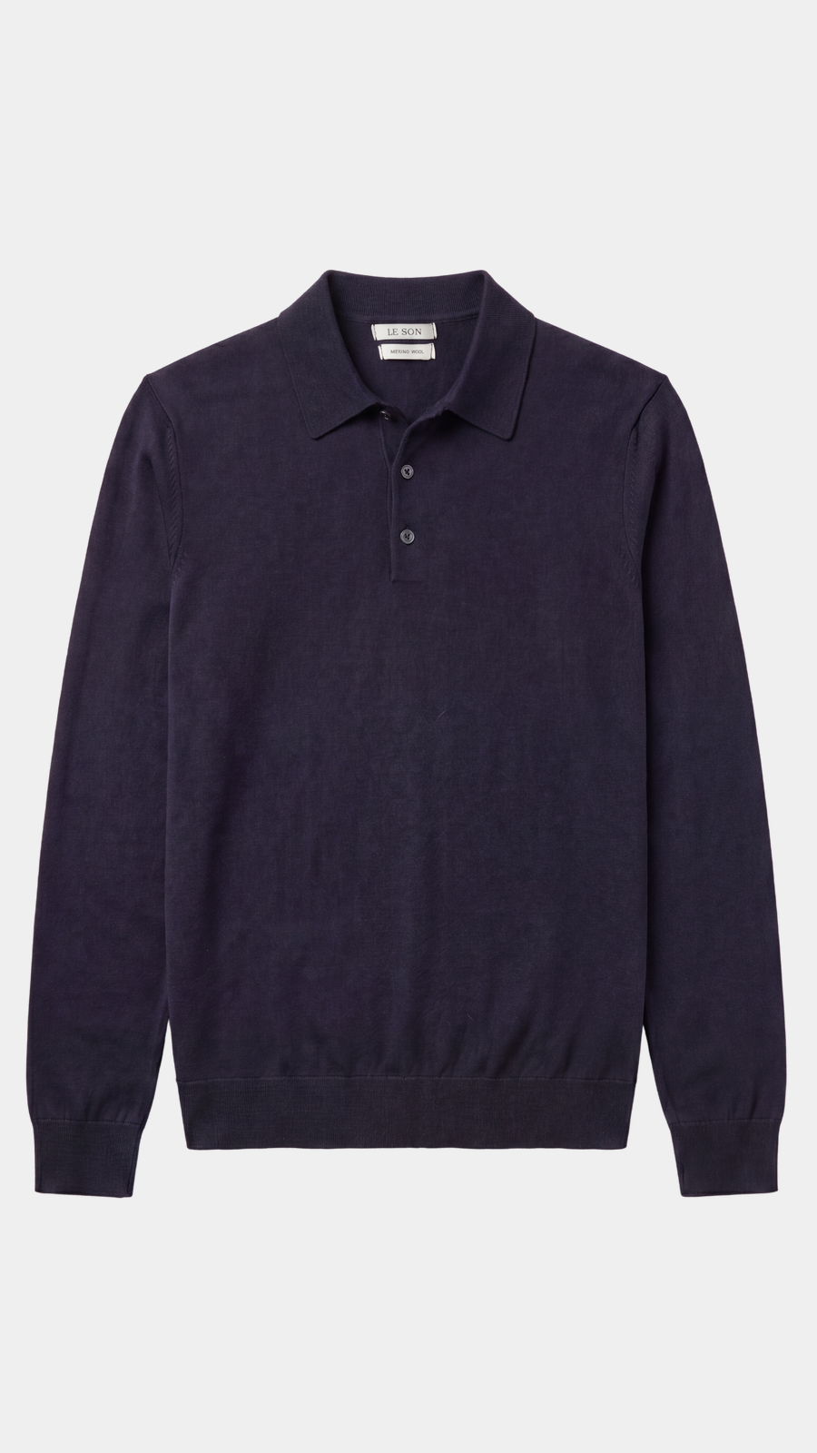 Navy Merino Long sleeve polo