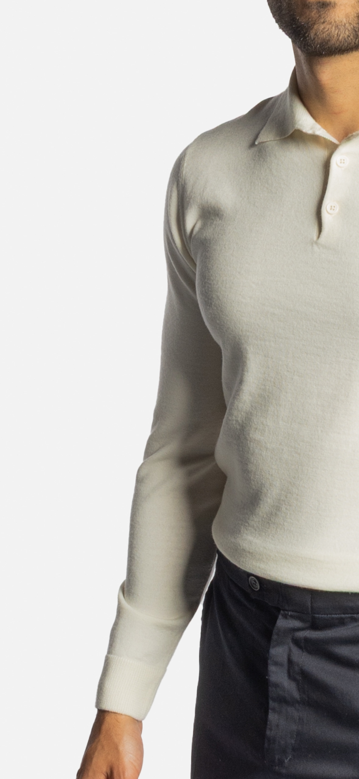 Off-White Merino Long Sleeve Polo
