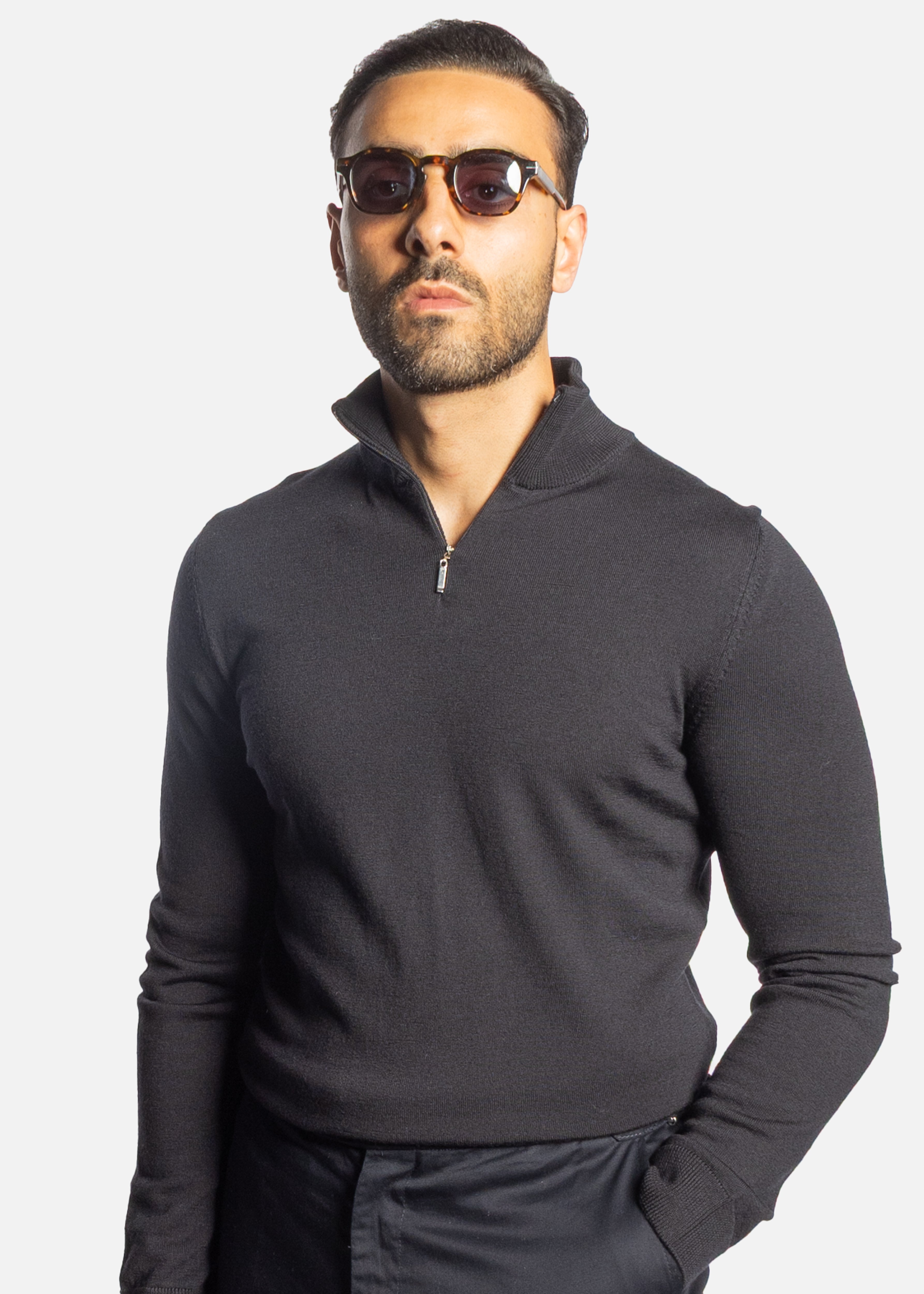 Navy Merino Half Zip