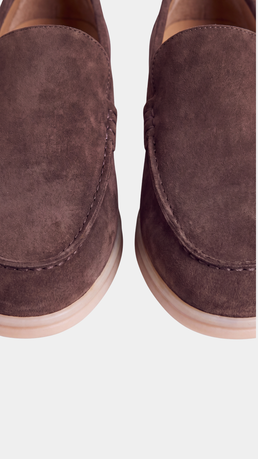 Dark Brown Low Steppers - detail apron-naad en neus