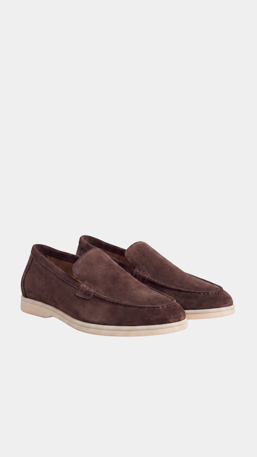Dark Brown Low Steppers - suède loafer van Le Son met crème zool