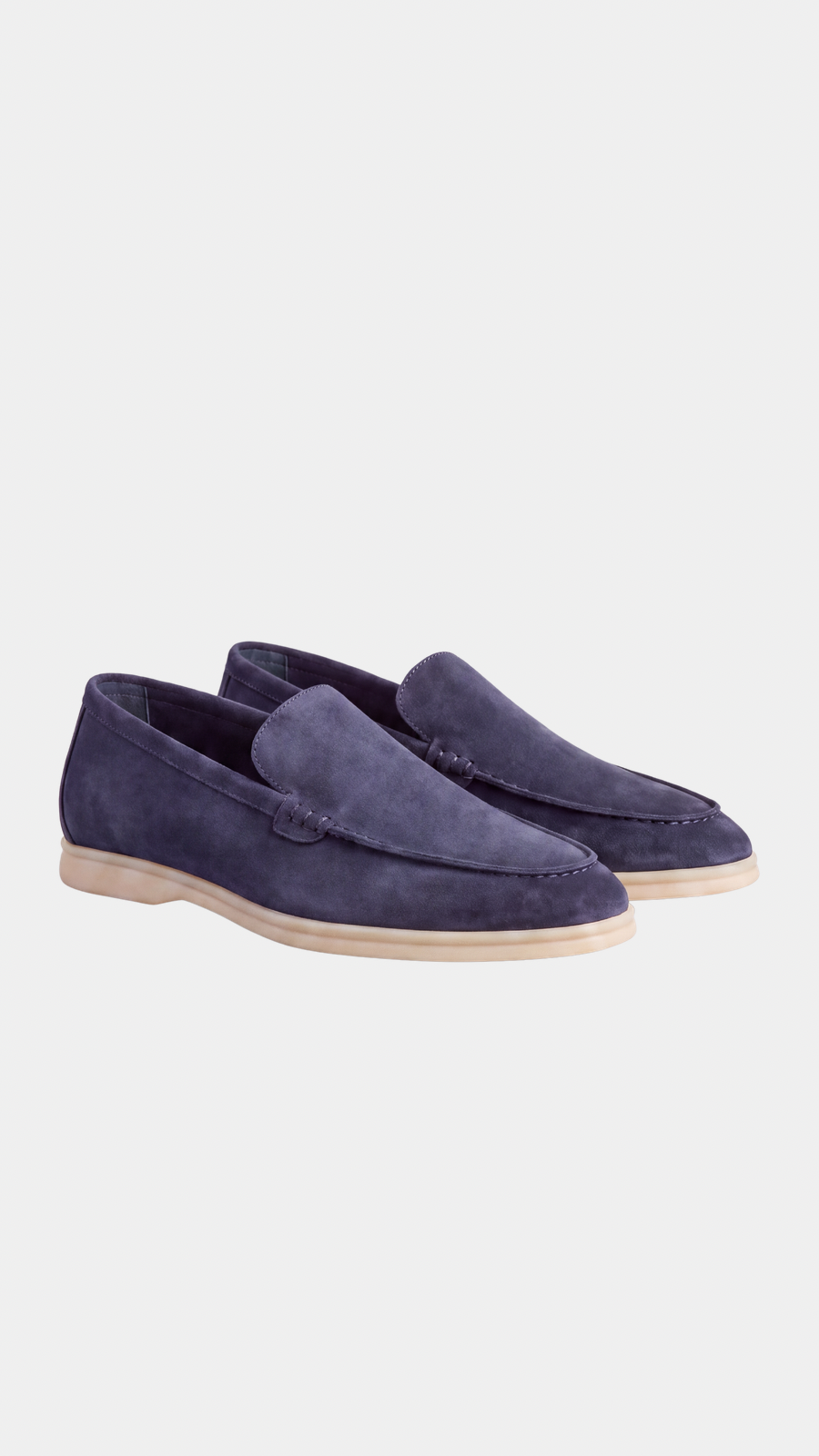 Navy Low Steppers - suède loafer van Le Son met crème zool