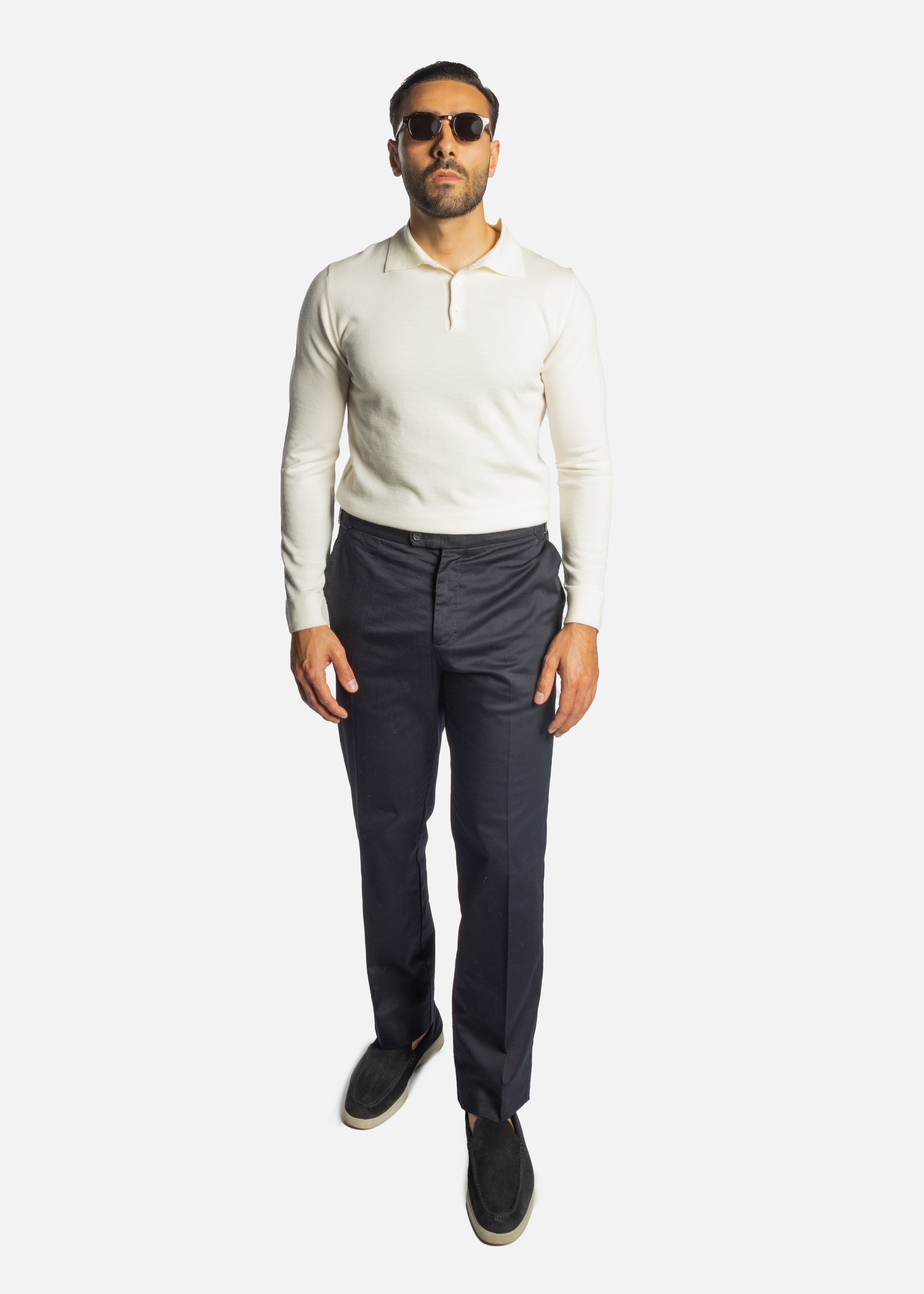 Off-White Merino Long Sleeve Polo