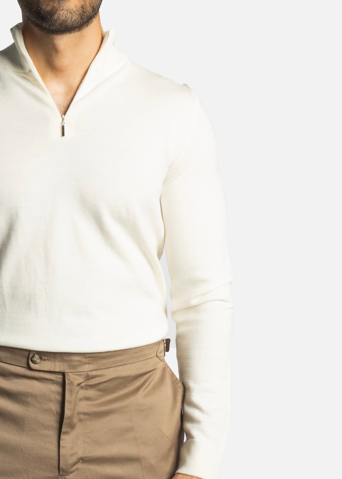 Off-White Merino Half Zip
