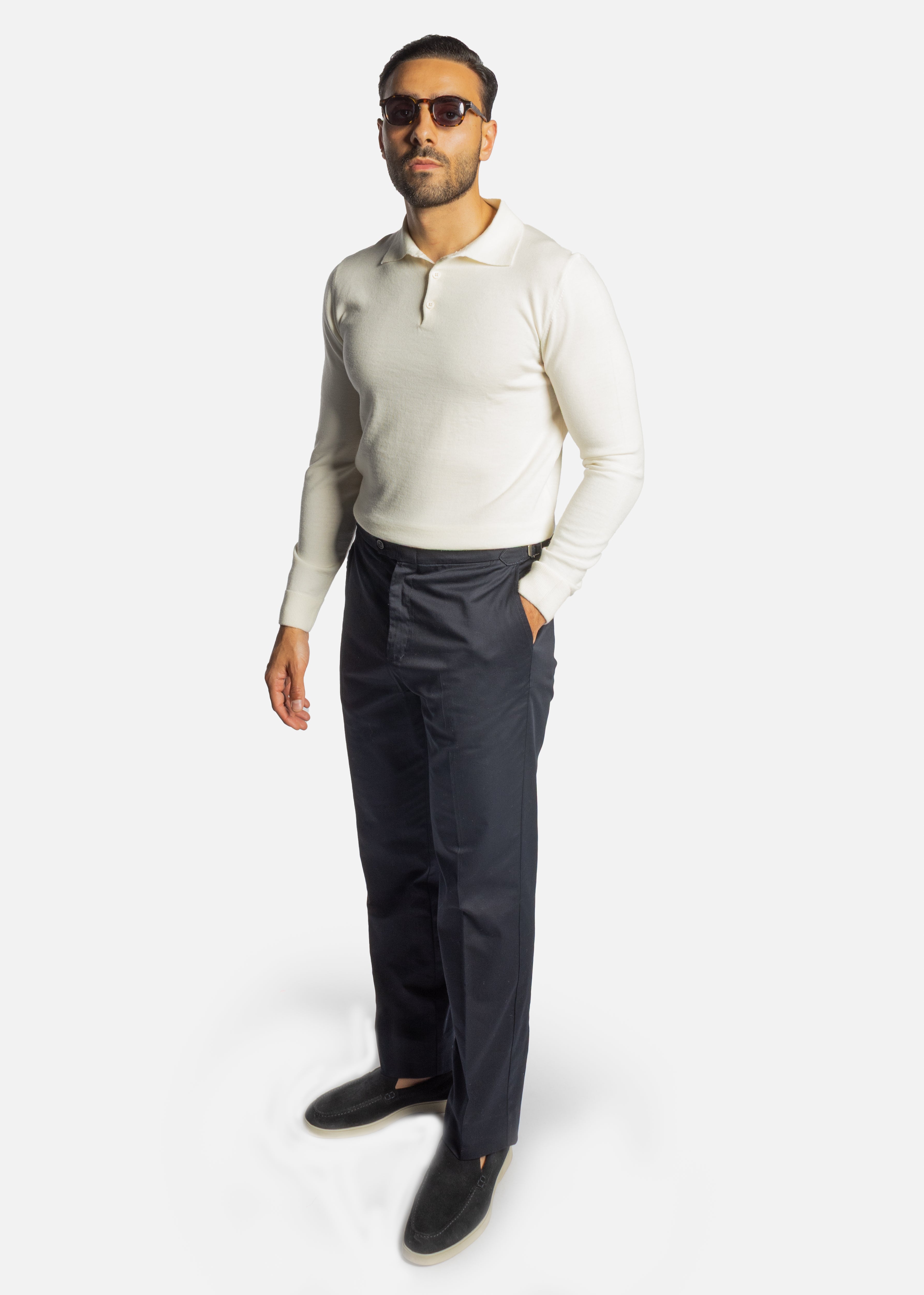 Off-White Merino Long Sleeve Polo