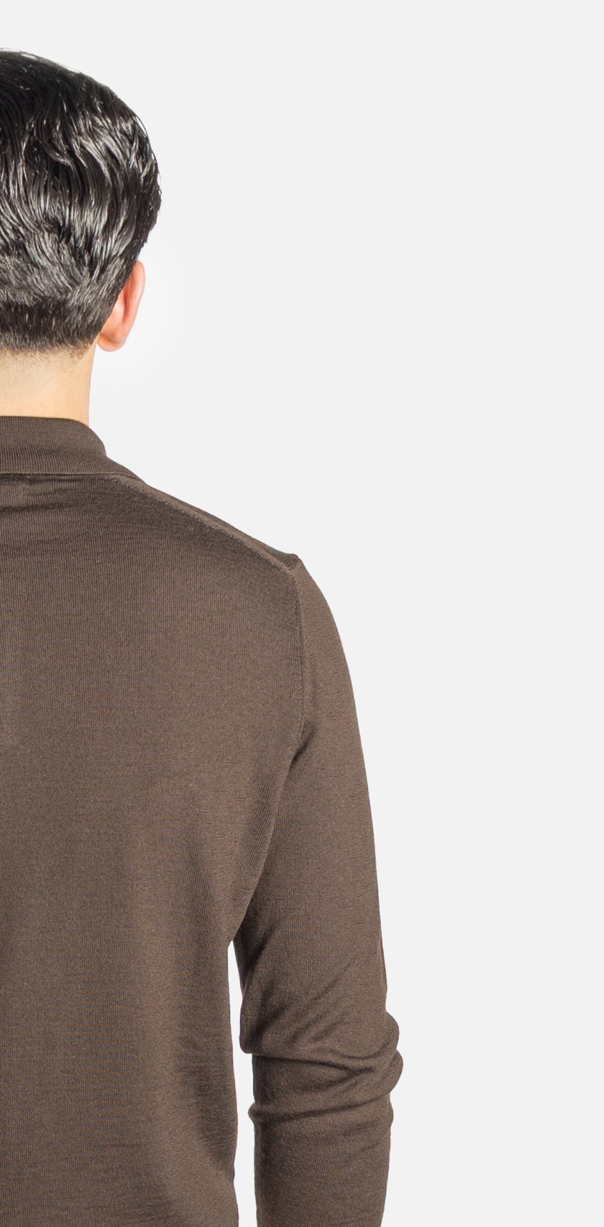 Brown Merino Long Sleeve Polo
