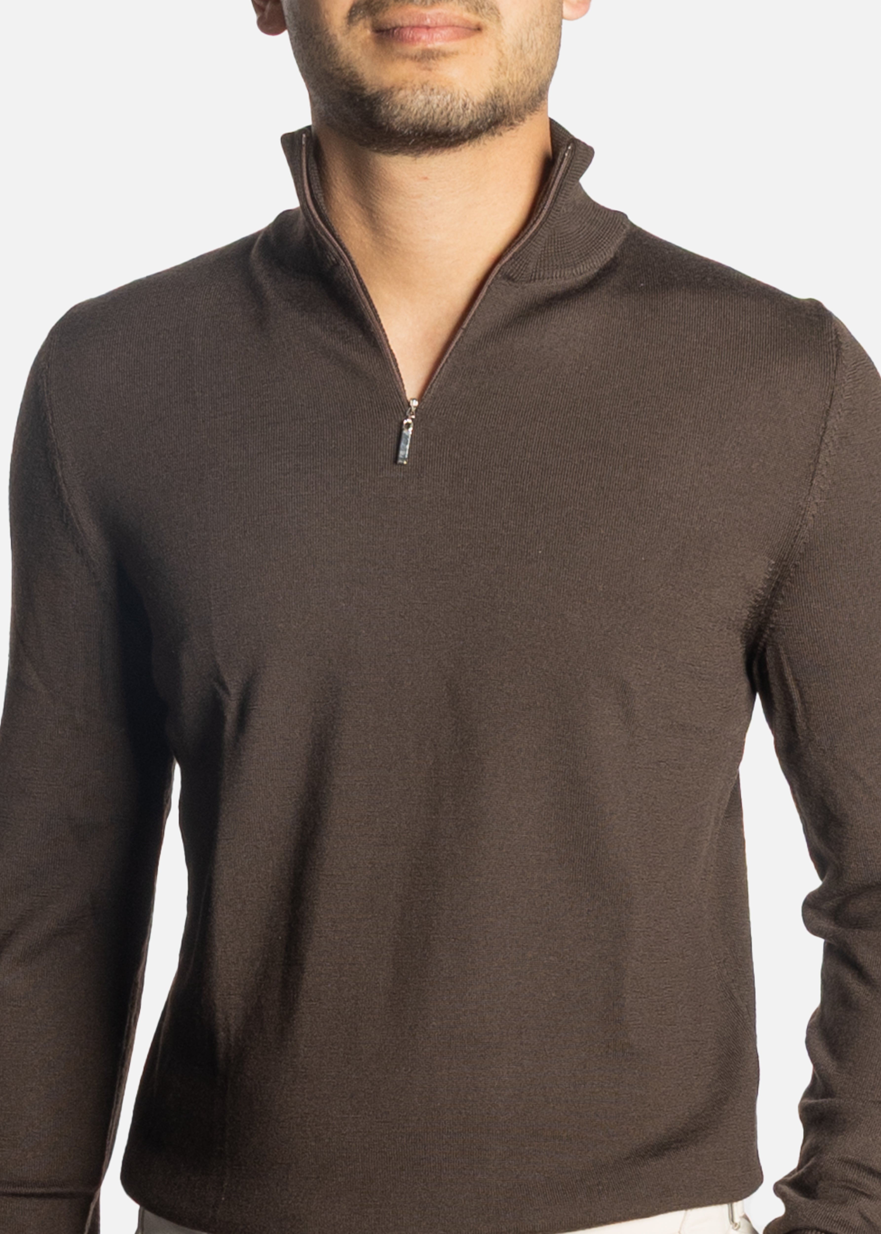 Brown Merino Half Zip