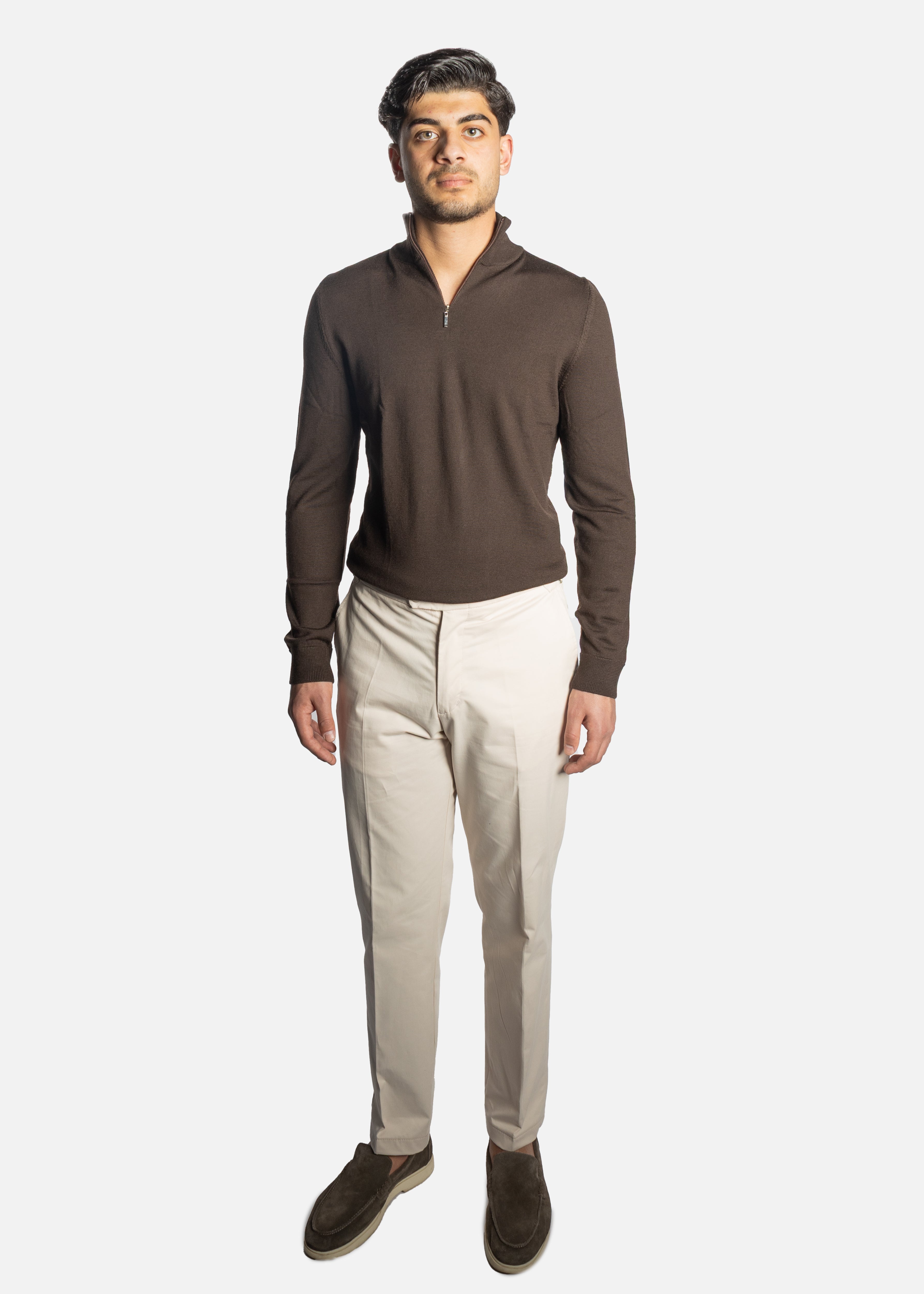 Brown Merino Half Zip