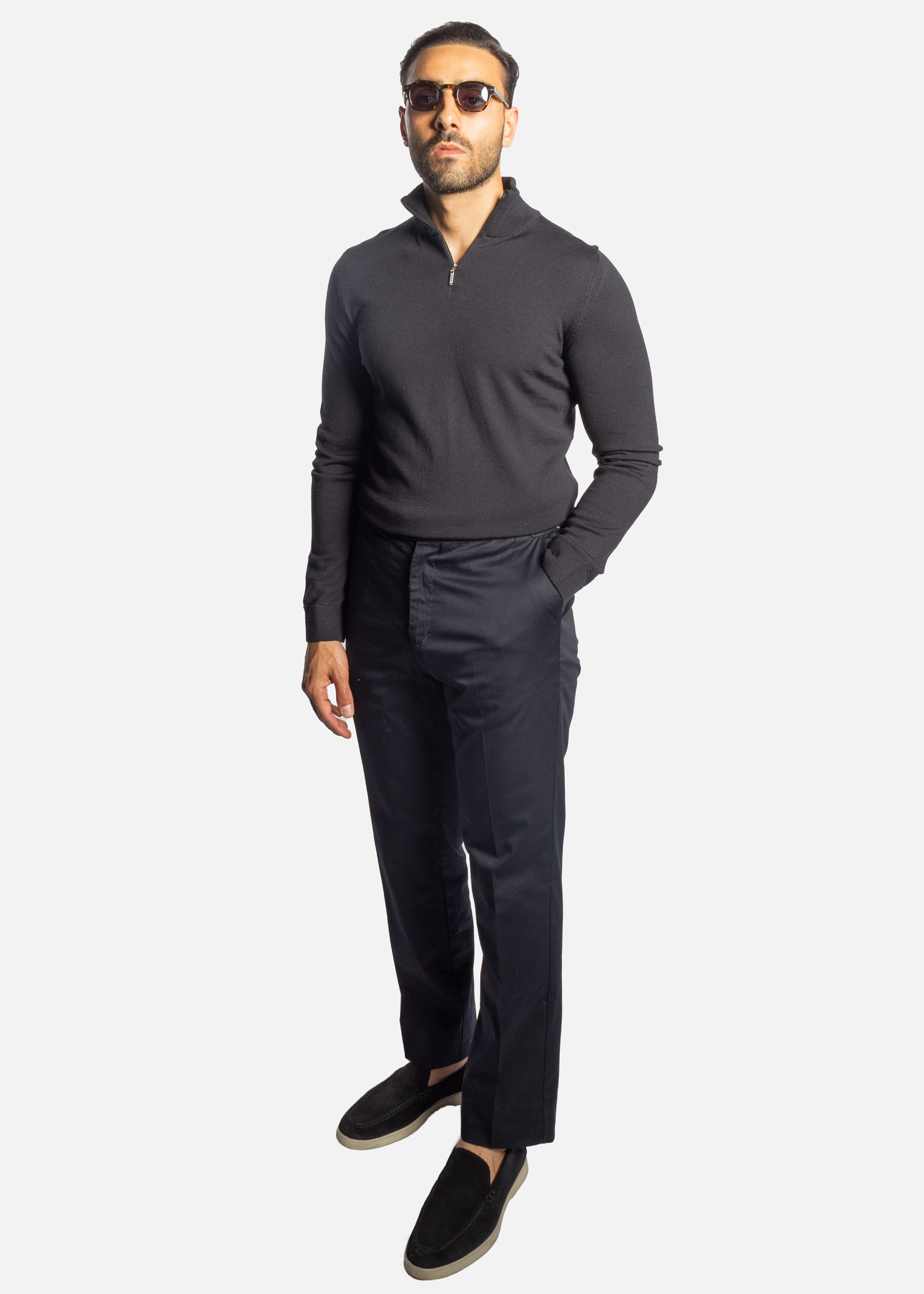 Navy Merino Half Zip